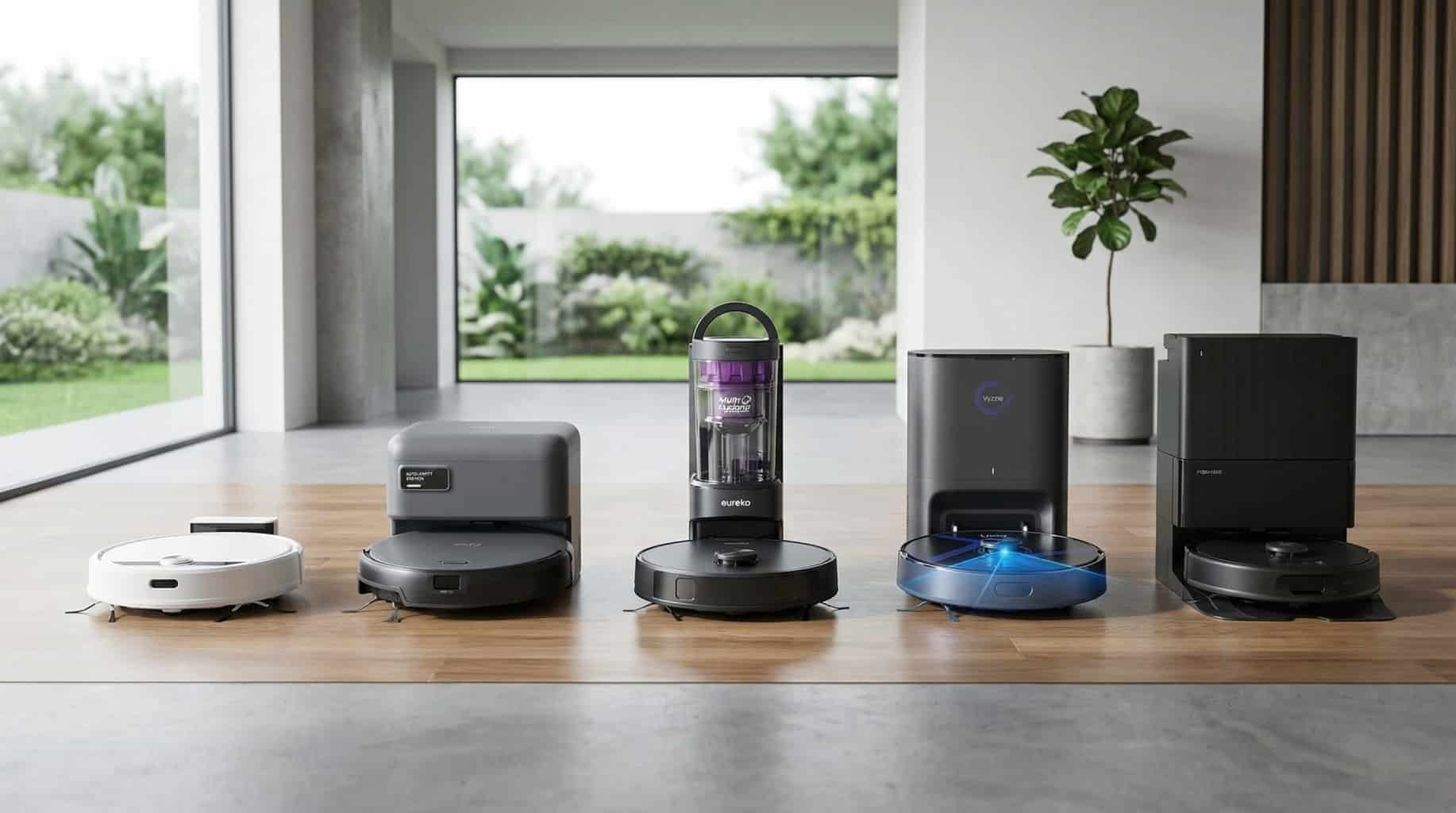 Umfangreicher Praxistest von fünf Staubsauger Robotern auf verschiedenen Bodenbelägen in einem modernen Haushalt